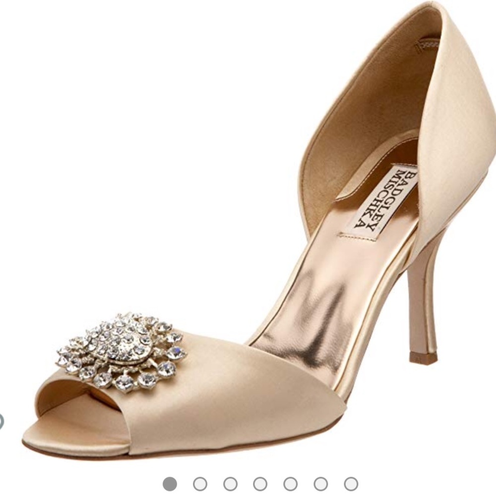 Badgley Mischka | Lacie Peep Toe Jeweled Pumps 7M